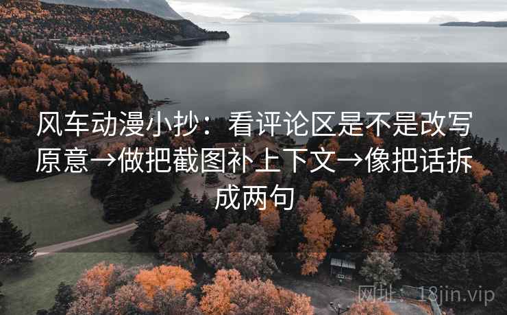 风车动漫小抄:看评论区是不是改写原意→做把截图补上下文→像把话拆成两句 风车动漫小抄:看评论区是不是改写原意→做把截图补上下文→像把话拆成两句